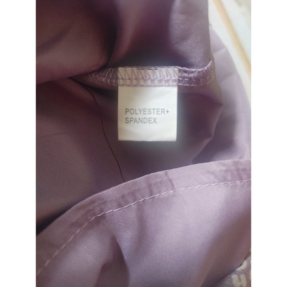 Ounaya Women's Long Sleeve Chiffon Blouse Size Small Purple and White Split Neck - Picture 4 of 6